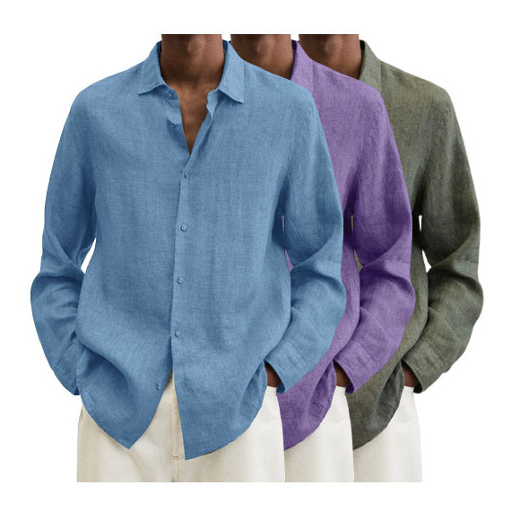 Men's Linen Long Sleeve Shirt-Comfort & Reliable