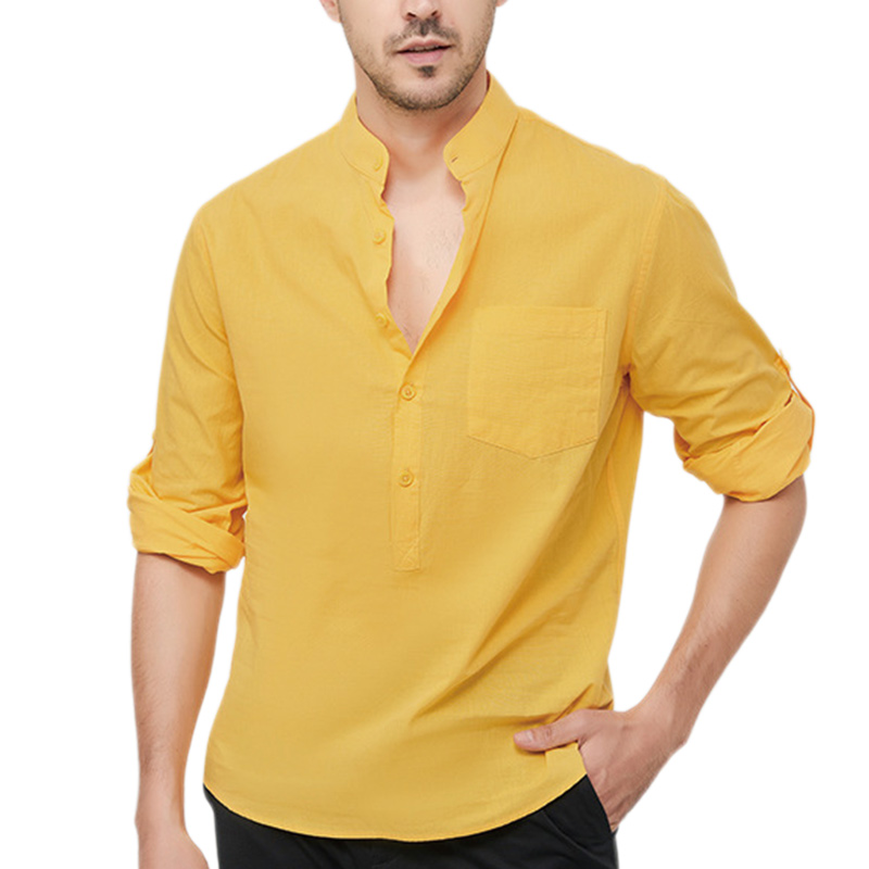 Men's Cotton Henley Vacation Shirt-Comfort & Reliable