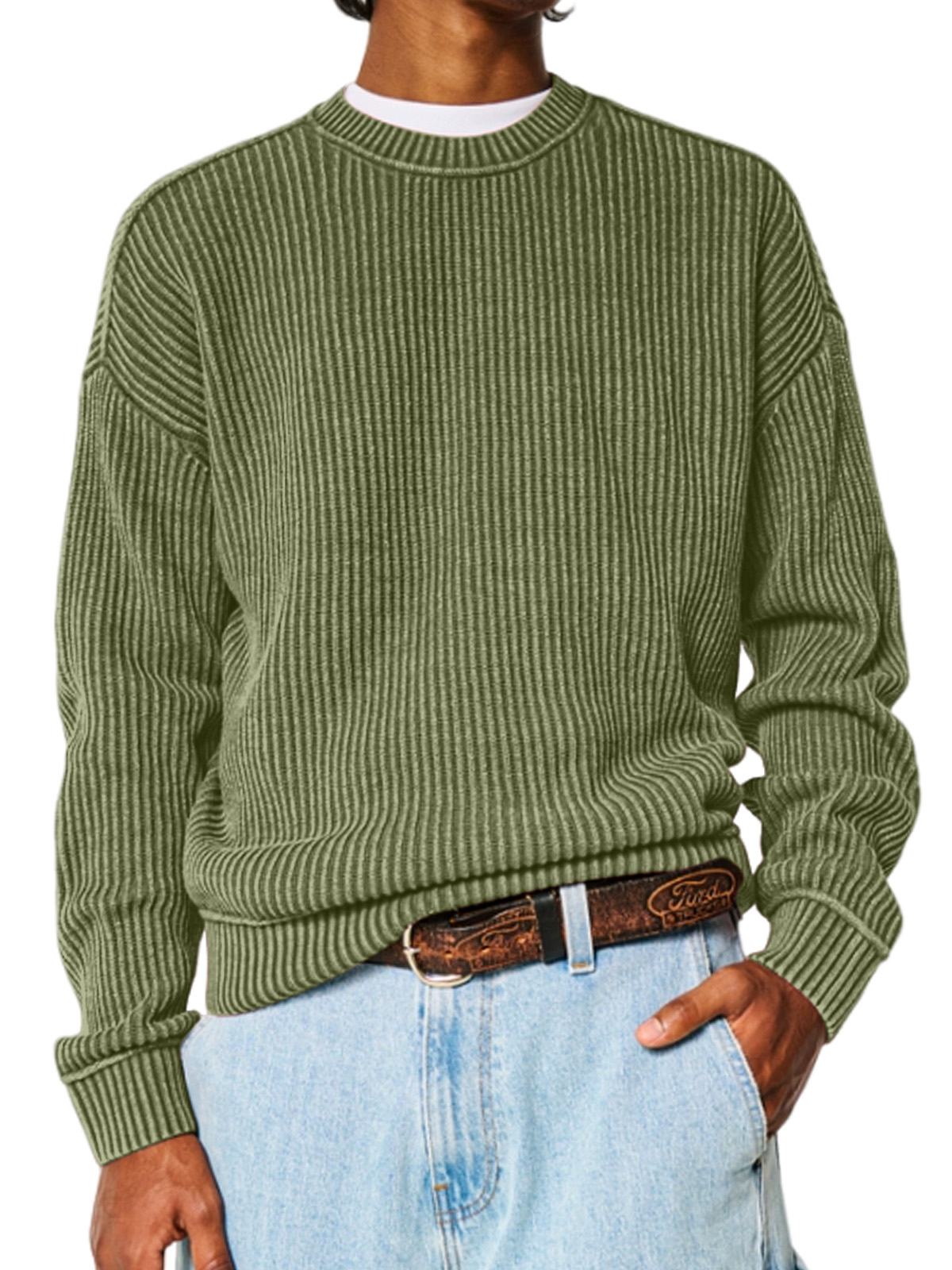 Men's Solid Color Crew Neck Sweater-Comfort & Reliable