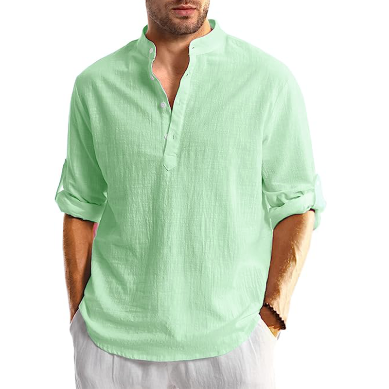 Men's  Linen Casual Long Sleeve Shirt-Comfort & Reliable