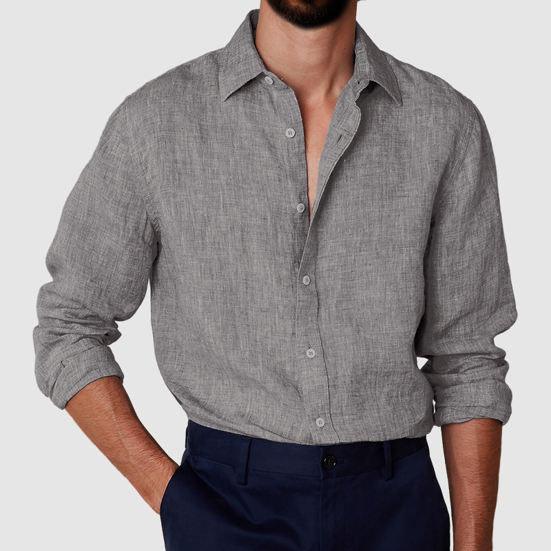 Men's cotton and linen anti-wrinkle shirt-Comfort & Reliable