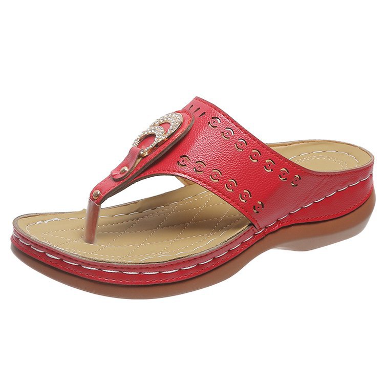 2025 Slope Heel Metal Comfort Flip Flops Orthopedic Foot Support Sanda-Comfort & Reliable