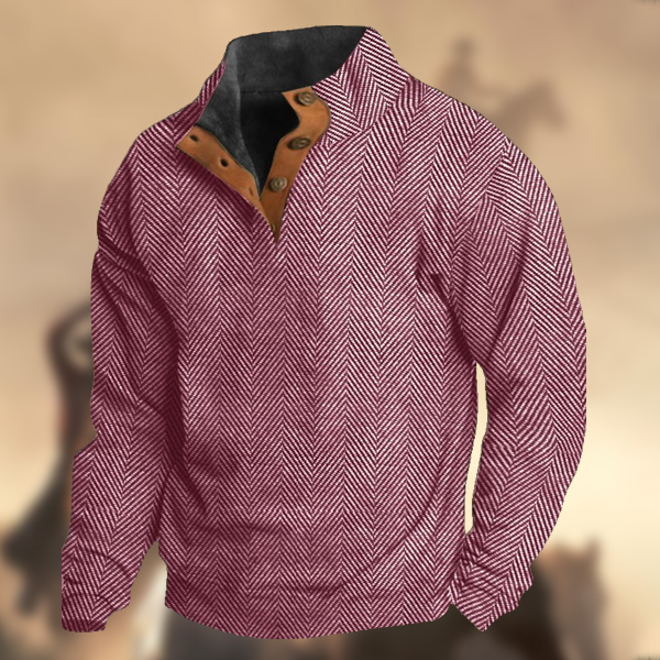 Men's Casual Retro Cashmere Stand Collar Button Sweatshirt-Comfort & Reliable