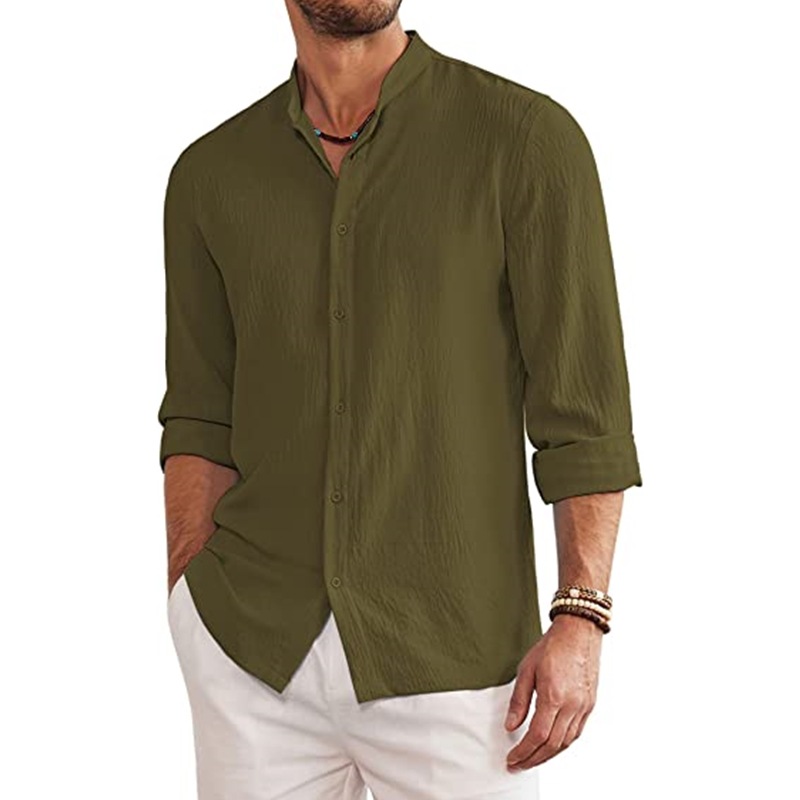 Men's new summer collage linen cardigan long sleeve shirt-Comfort & Reliable