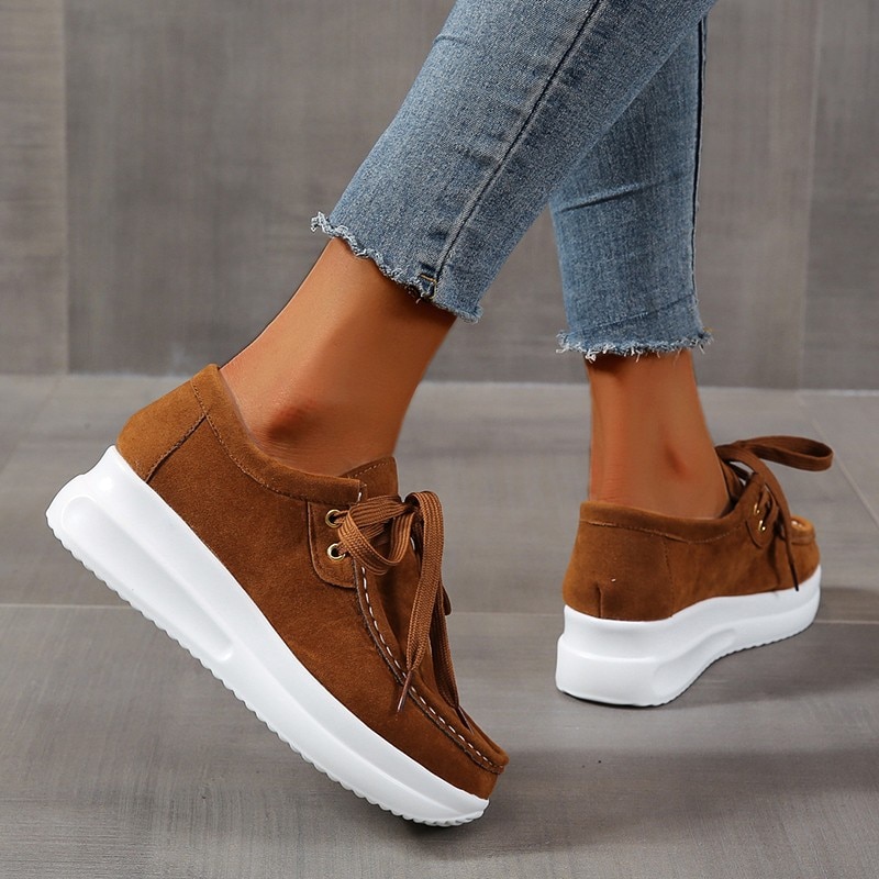 Platform shoes leather suede plush slip on-Comfort & Reliable