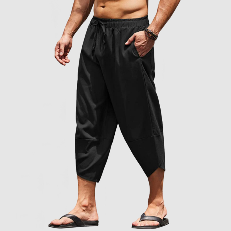 Men's Vacation Style 7-Point Cotton Linen Beach Pants-Comfort & Reliable
