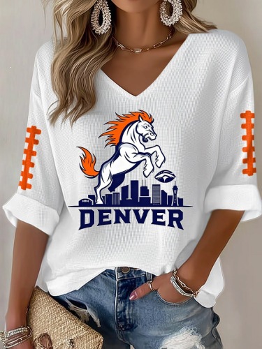 Women's American 250th Anniversary Three-Quarter Sleeve V-Neck Top