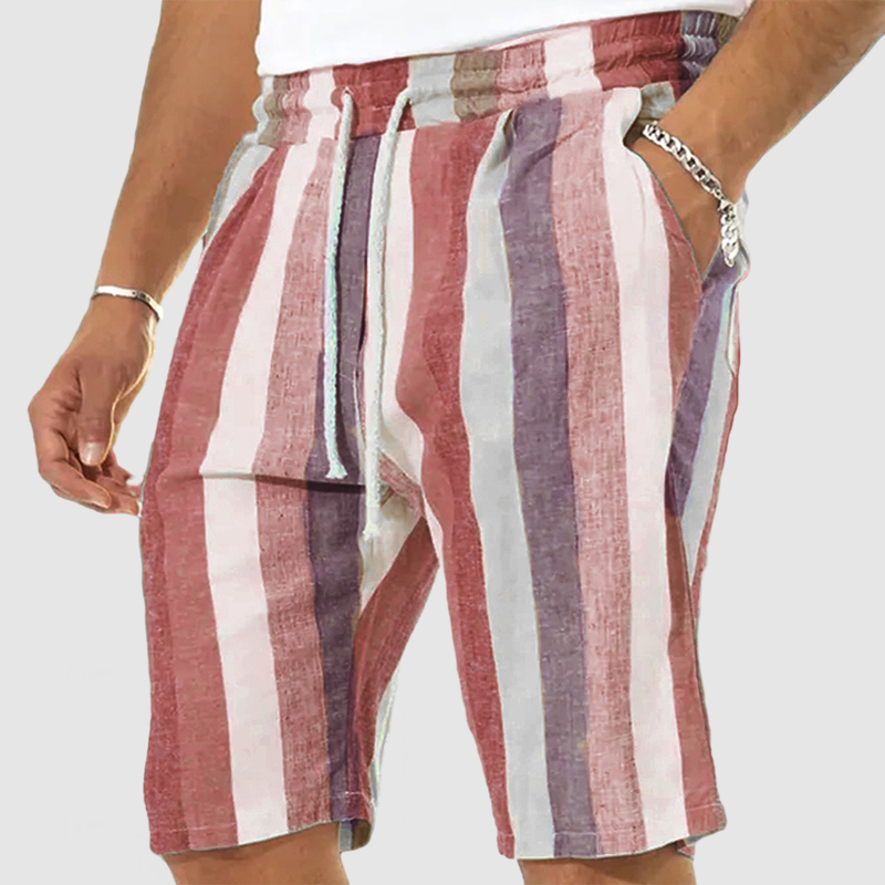 Men's Vacation Striped Cotton Linen Shorts-Comfort & Reliable