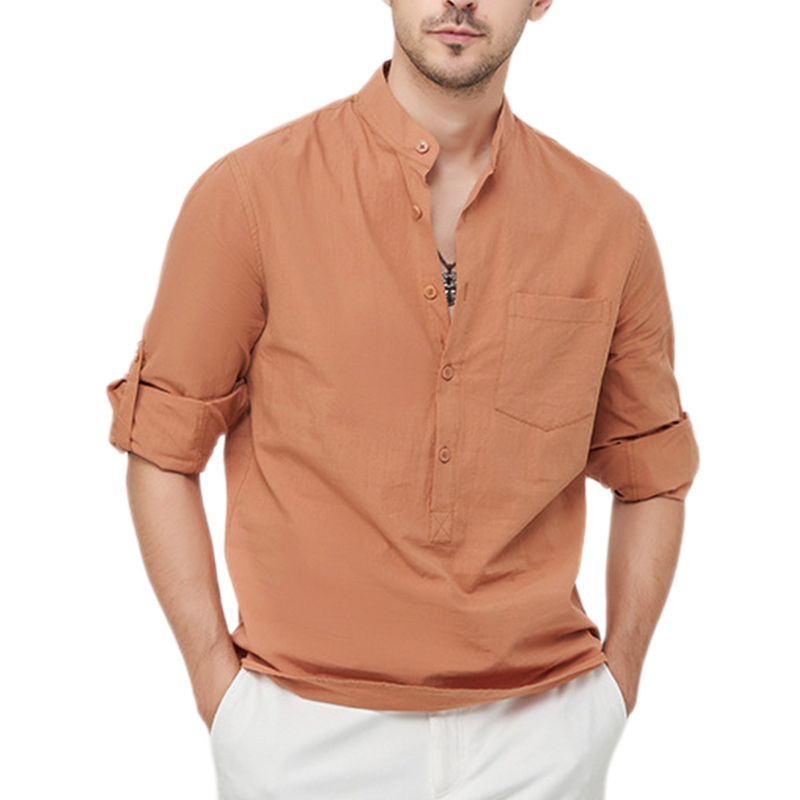 Men's Cotton Henley Vacation Shirt-Comfort & Reliable