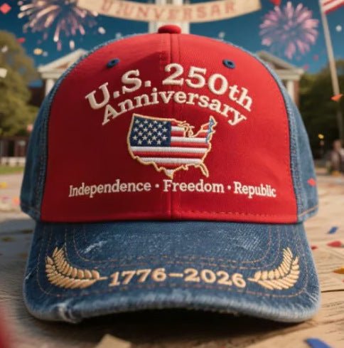 🎅🏻 Unisex American Map Printed Baseball Cap 250th Anniversary🦅Red and Blue-Comfort & Reliable