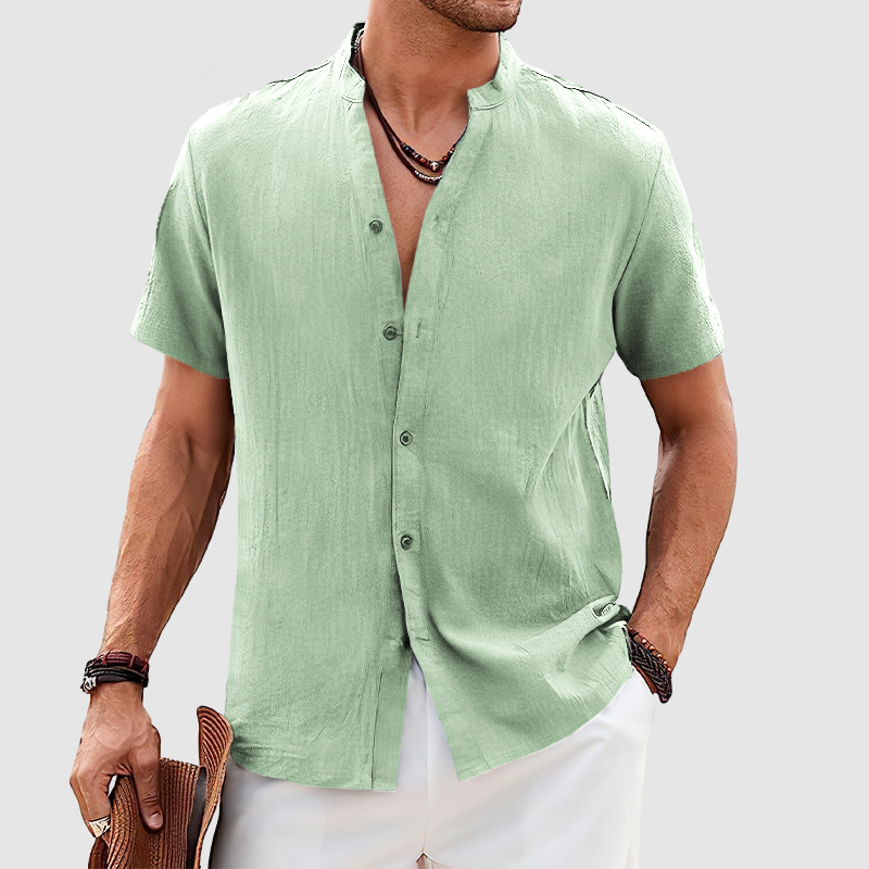 Men's Casual Daily Cotton Linen Short Sleeve Shirt-Comfort & Reliable