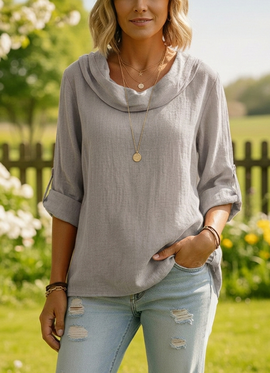 New Arrivals🔥 Linen Cotton Stacked Collar Top