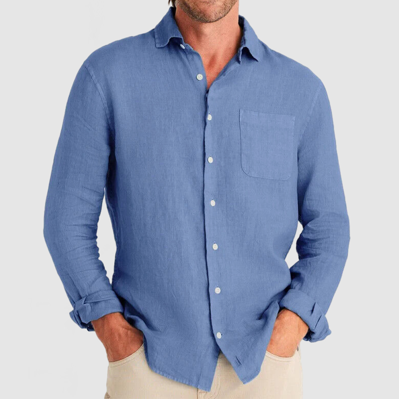 Gentleman Simple Temperament Cotton Linen Shirt-Comfort & Reliable