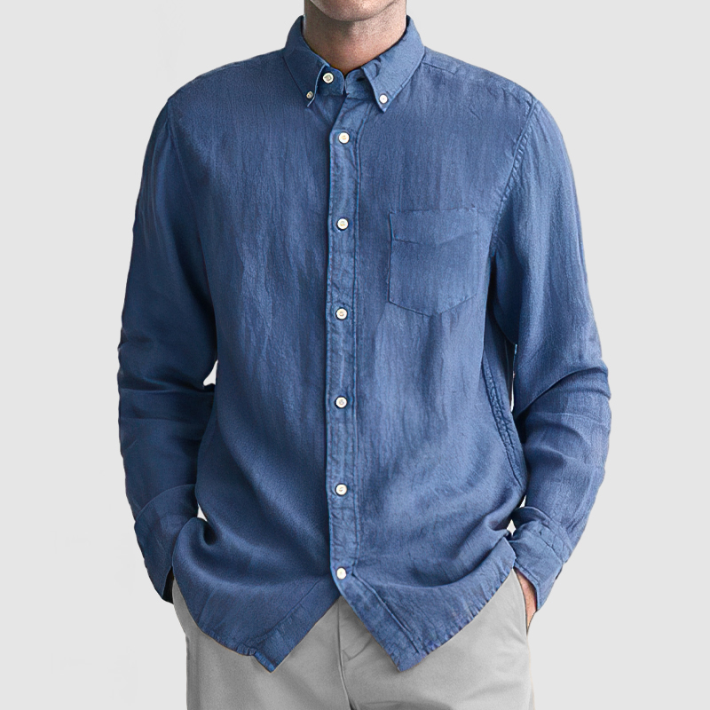 Men's Basic Casual Cotton Linen Pocket Shirt-Comfort & Reliable