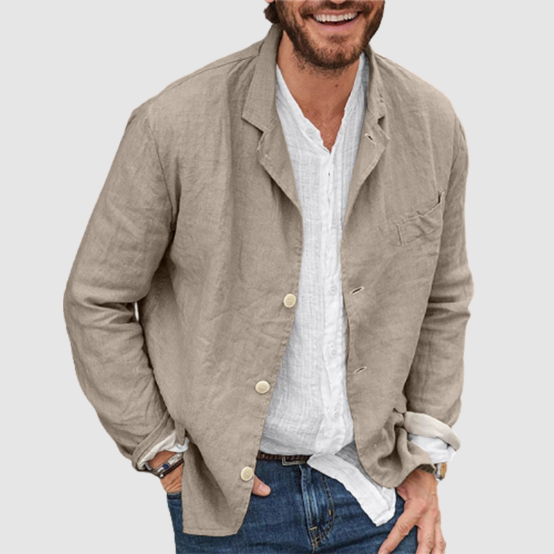 Men's cotton and linen suit jacket casual loose suit jacket-Comfort & Reliable