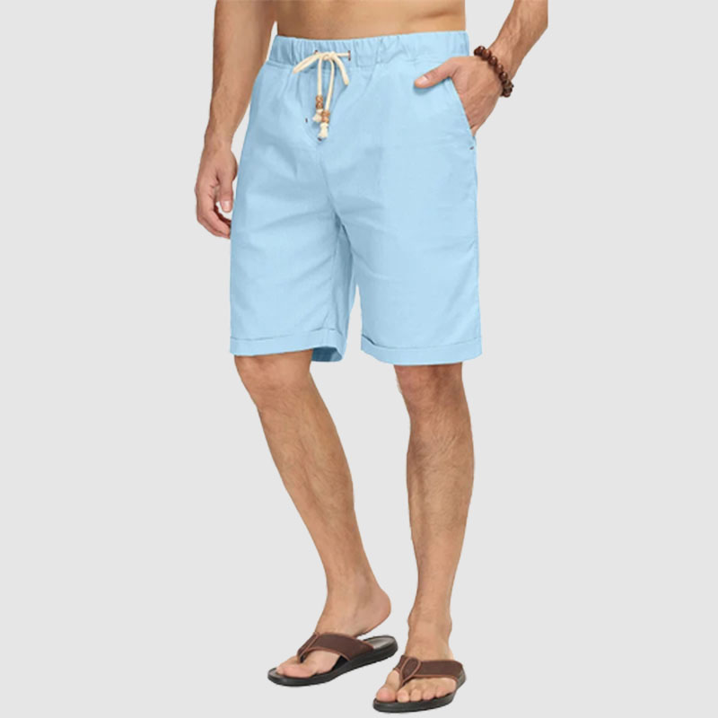 Men's Drawstring Linen Beach Shorts-Comfort & Reliable