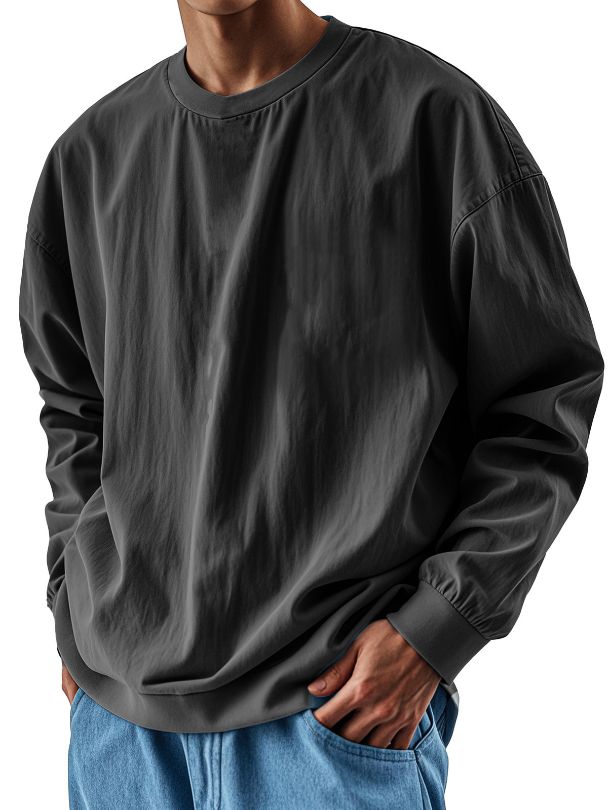 Premium Vintage Pleated T-Shirt for Men – Long Sleeves, Wrinkle-Resistant Fabric and a Perfect Fit