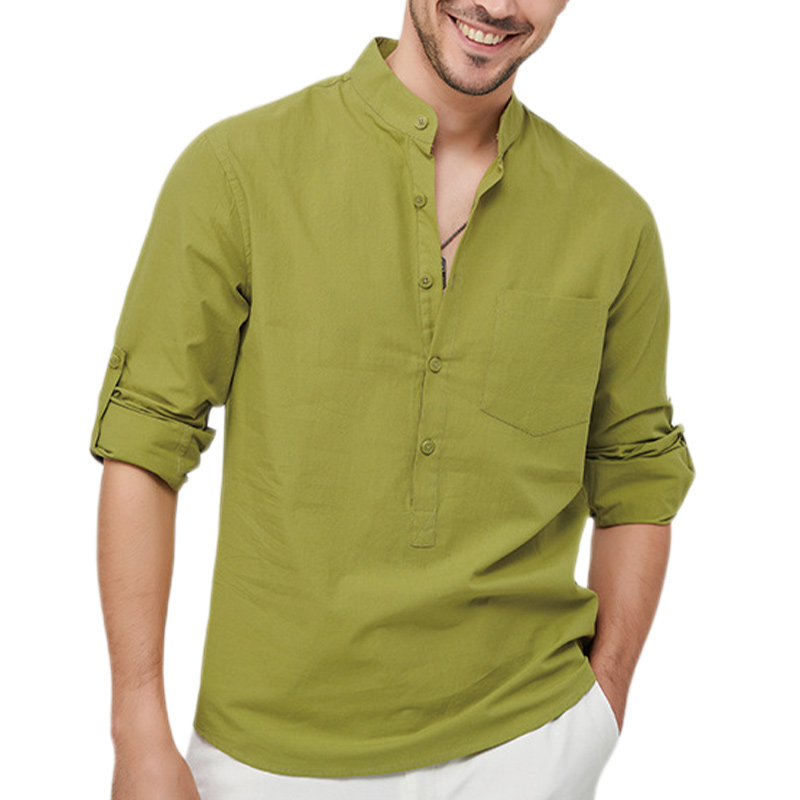 Men's Cotton Henley Vacation Shirt-Comfort & Reliable