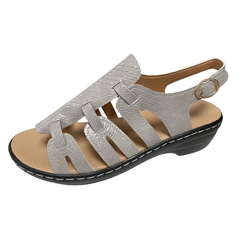2025 Womens Comfortable Hollow Breathable Wedge Heel Buckle Sandals-Comfort & Reliable
