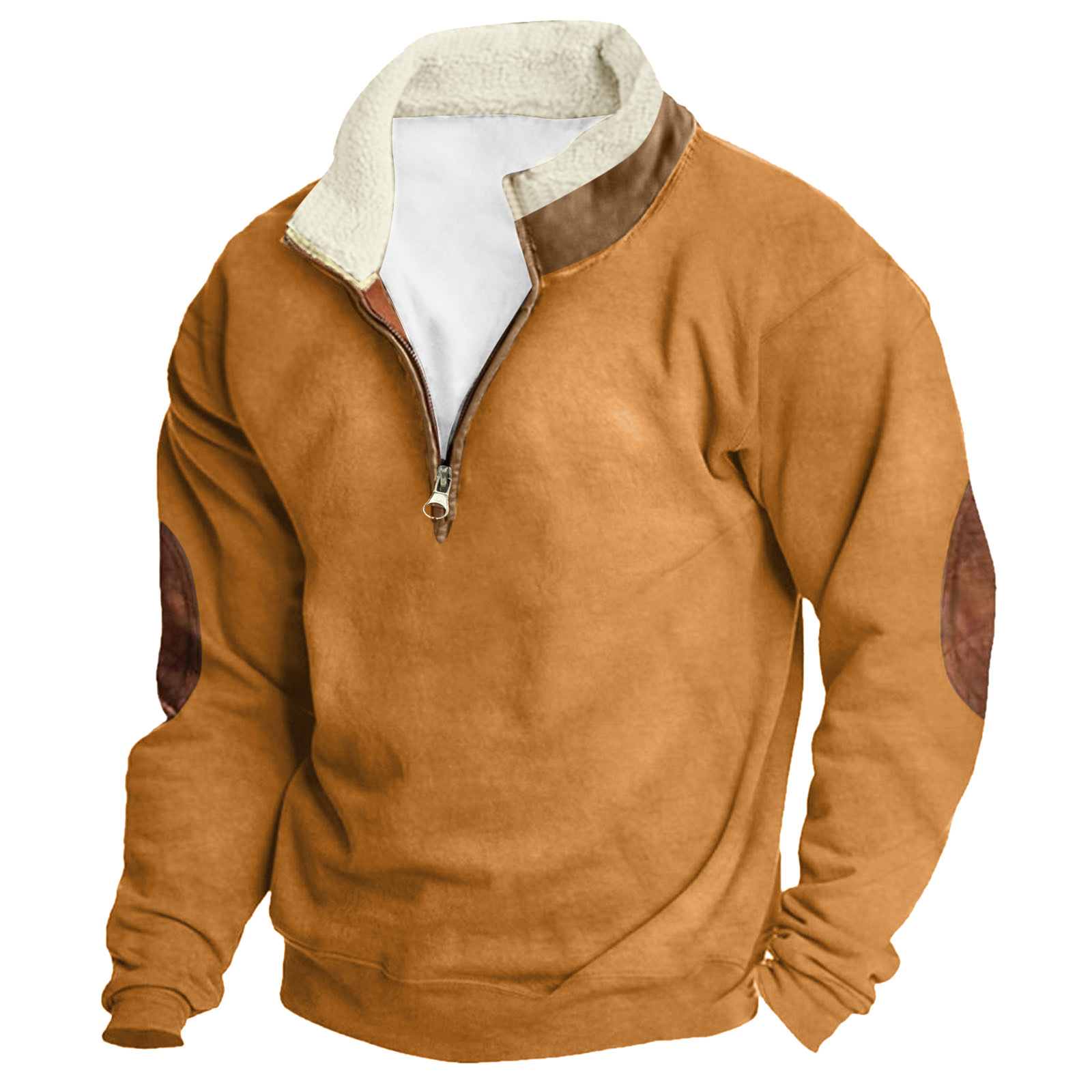 Men's Outdoor Vintage Stand Collar Long Sleeve Cashmere Sweatshirt-Comfort & Reliable