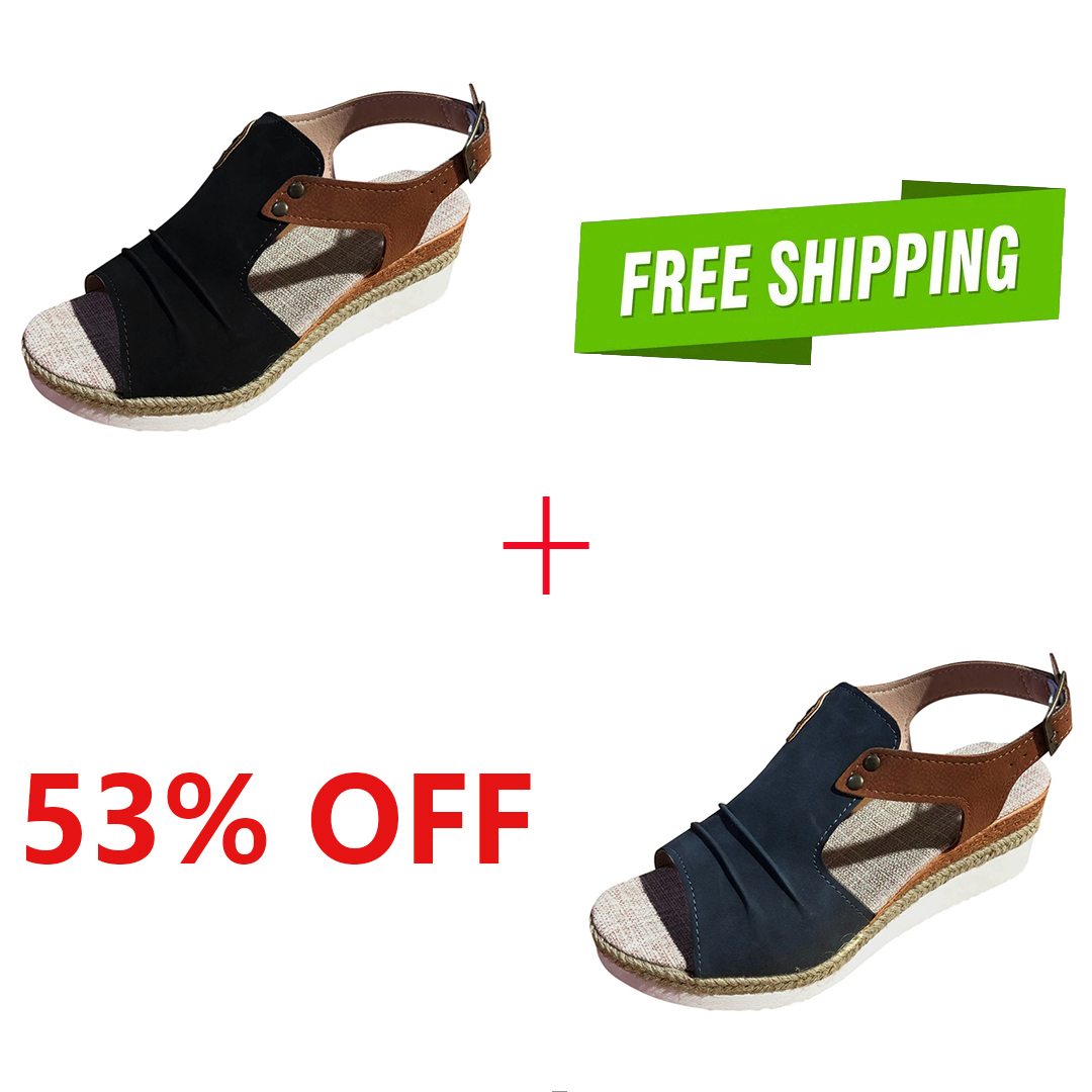LAST DAY 50% OFF-2025 Womens Open Toe Ankle Strap Platform Orthopedic Wedge Sandals-Comfort & Reliable