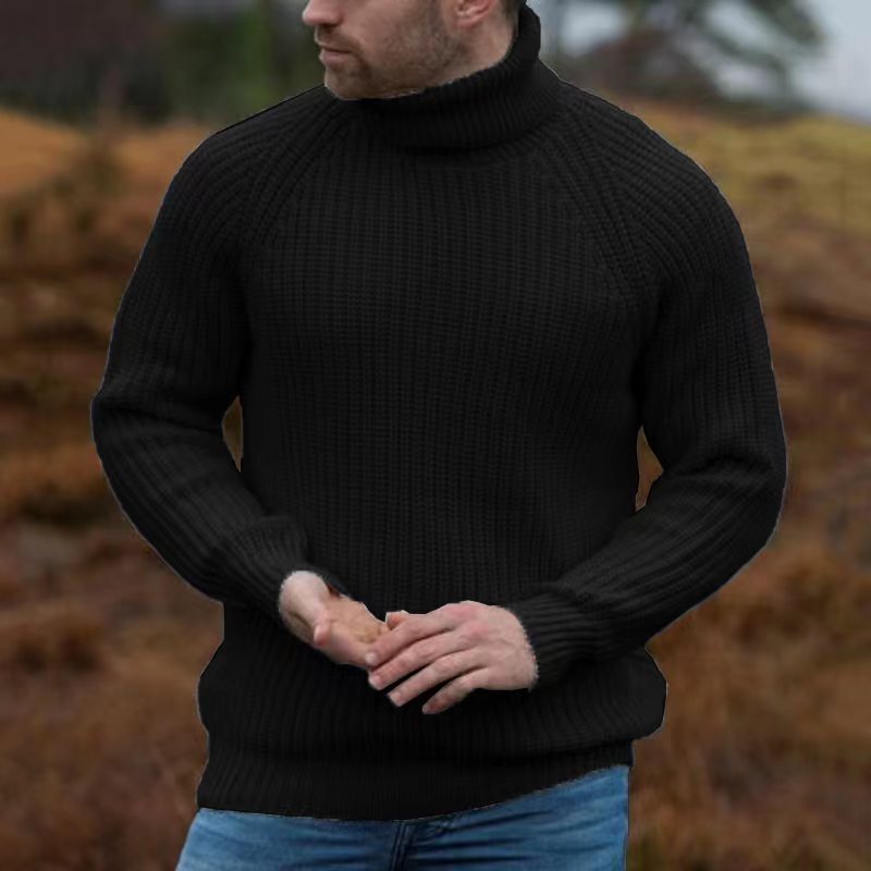 Men's Retro Western Style Knitted Sweater Turtleneck Pullover Off-white-Comfort & Reliable