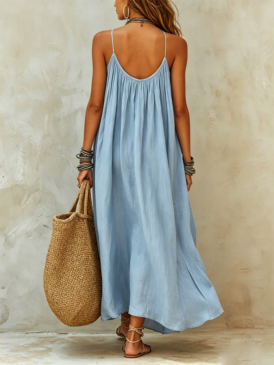 Women's Fashion Flower Art Casual Stylish Comfortable Cotton Linen Dress