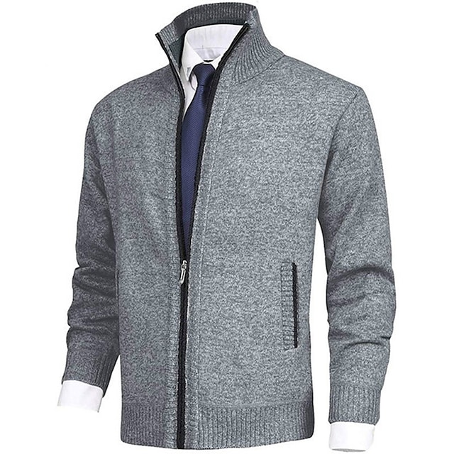Men's solid color stand-up collar cashmere jacket-Comfort & Reliable
