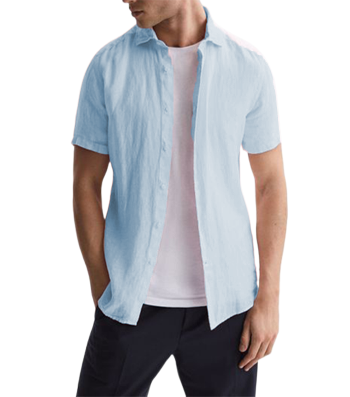 Men's  Cotton Linen Casual Short Sleeve Shirt-Comfort & Reliable