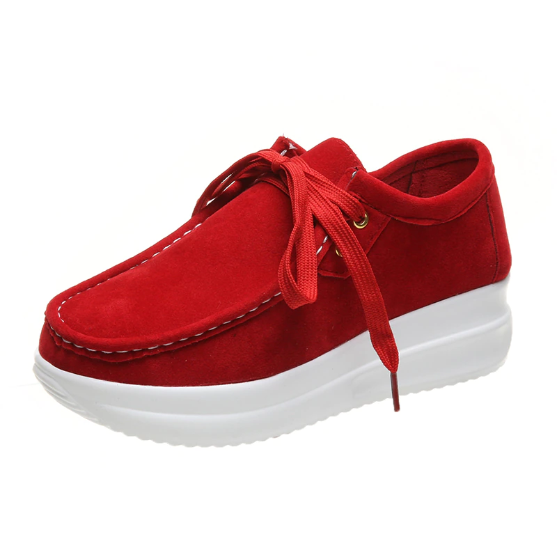 Platform shoes leather suede plush slip on-Comfort & Reliable