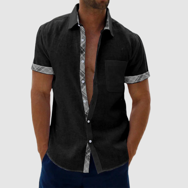 Men's Casual Plaid Collar Button Summer Linen Shirt-Comfort & Reliable
