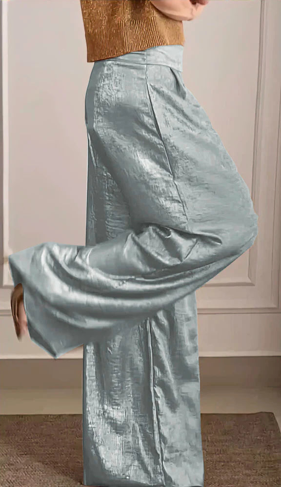 Women's Smooth Satin Half-sleeved Top and Pant Suit Two-piece-Comfort & Reliable