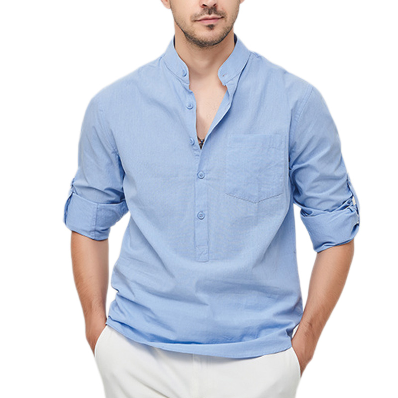 Men's Cotton Henley Vacation Shirt-Comfort & Reliable