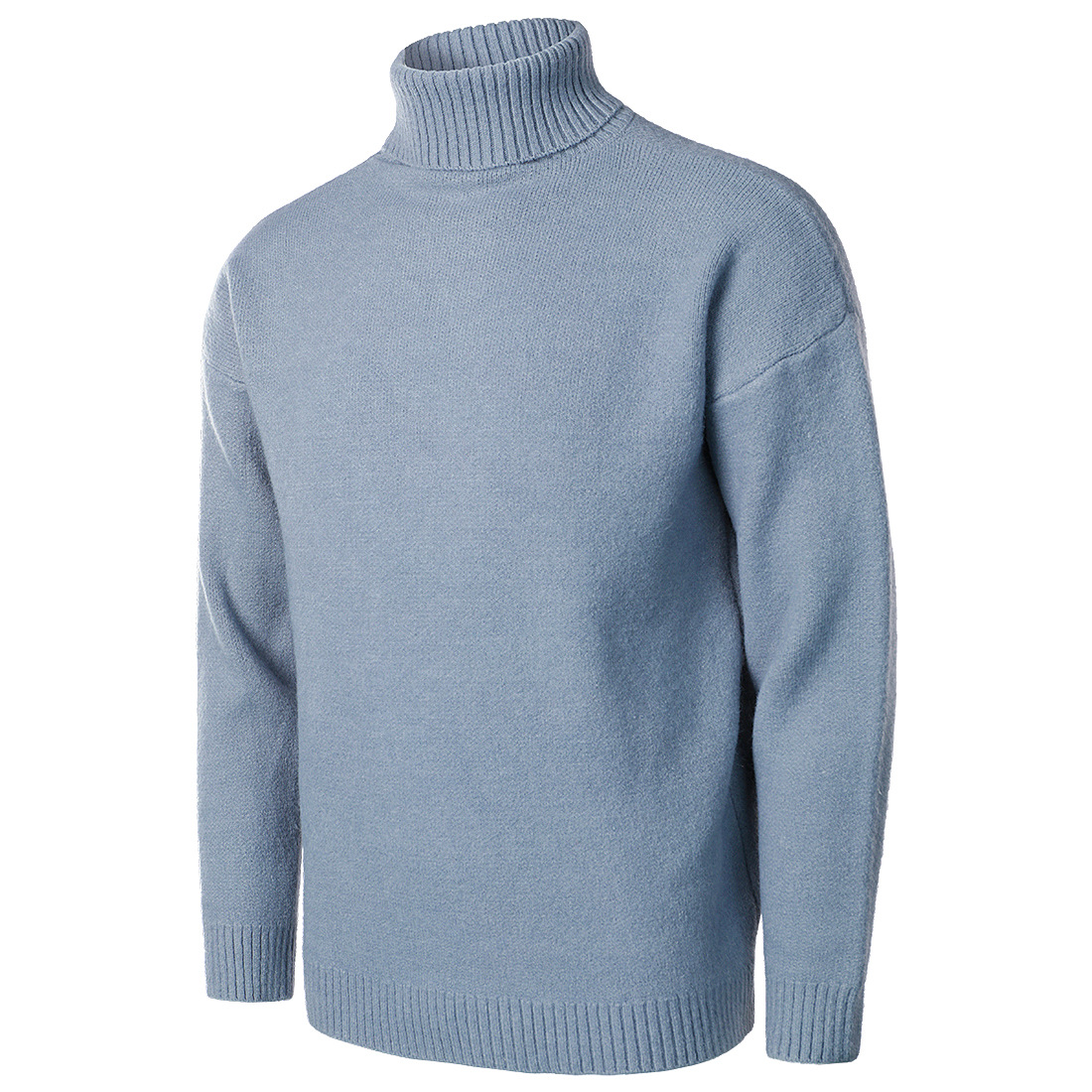 Men's Solid Color High Collar Casual Loose Cashmere Sweater-Comfort & Reliable