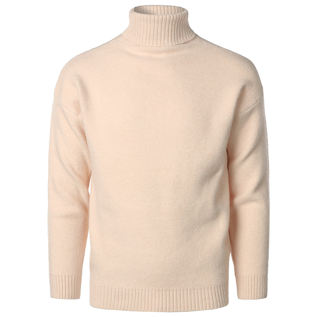 Men's Solid Color High Collar Casual Loose Cashmere Sweater-Comfort & Reliable
