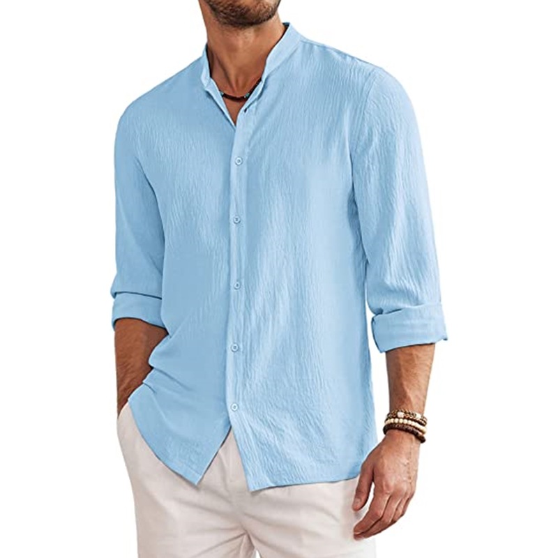 Men's new summer collage linen cardigan long sleeve shirt-Comfort & Reliable