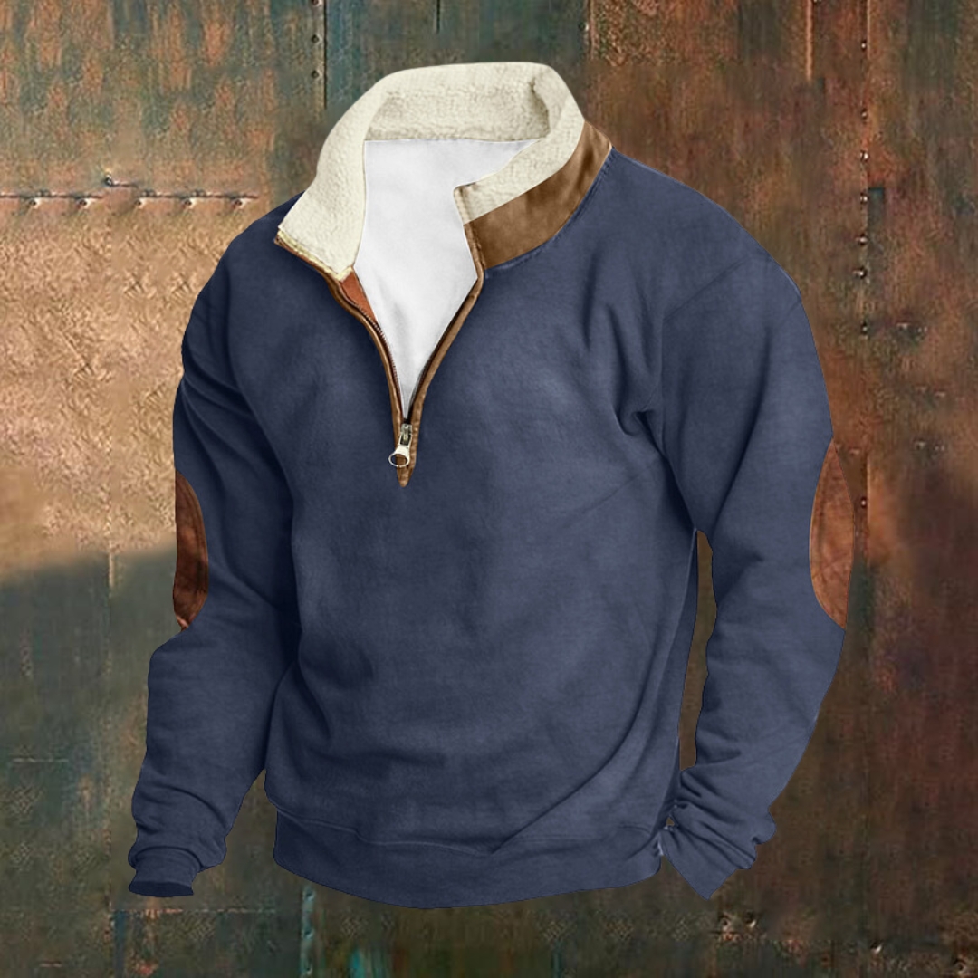 Men's Outdoor Vintage Stand Collar Long Sleeve Cashmere Sweatshirt-Comfort & Reliable