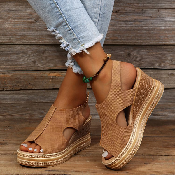 2025 Womens Platform Open Toe Buckle Ankle Strap Wedge Casual Sandals-Comfort & Reliable