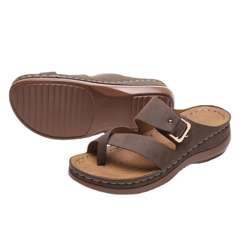 Women's Summer Fashion Simple Casual Slope Heel Slippers-Comfort & Reliable