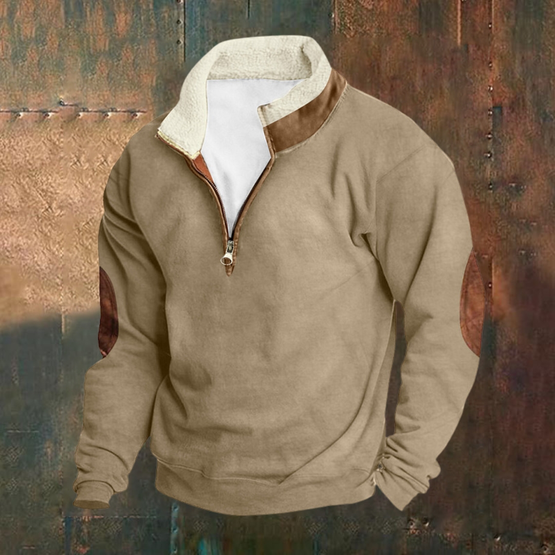 Men's Outdoor Vintage Stand Collar Long Sleeve Cashmere Sweatshirt-Comfort & Reliable