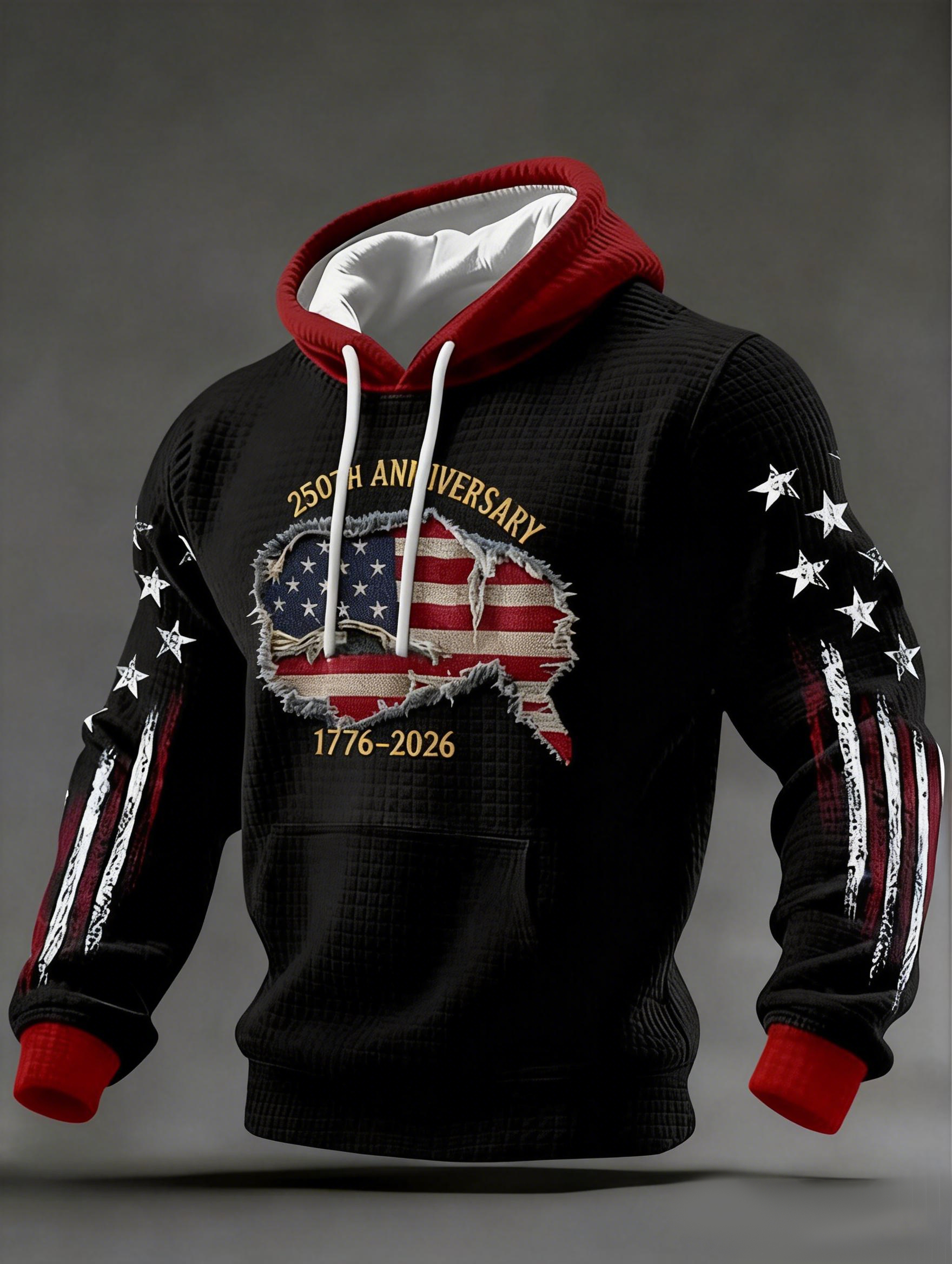 Men’s 250th Anniversary Patriotic Hoodie – USA Flag Graphic Pullover (1776–2026)-Comfort & Reliable
