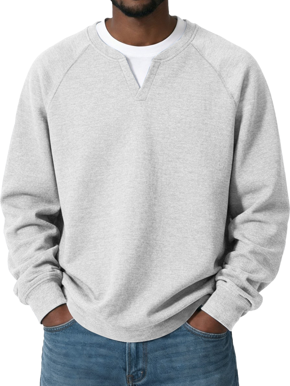 Men's Everyday Casual Comfortable Long-sleeved T-shirt With A Faux Two-piece Design And Raglan Sleeves-Comfort & Reliable