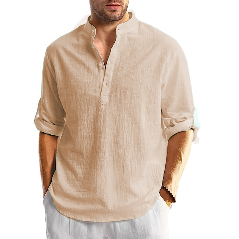 Men's  Linen Casual Long Sleeve Shirt-Comfort & Reliable