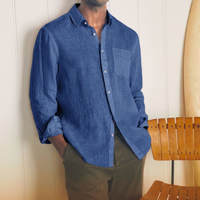 Gentleman's Casual Basic Cotton Linen Shirt-Comfort & Reliable