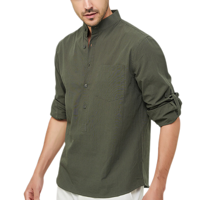 Men's Cotton Henley Vacation Shirt-Comfort & Reliable