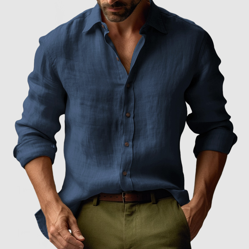 Men's Vintage Cotton Linen Long Sleeve Shirt-Comfort & Reliable