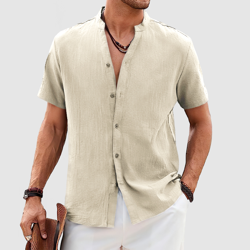 Men's Casual Daily Cotton Linen Short Sleeve Shirt-Comfort & Reliable