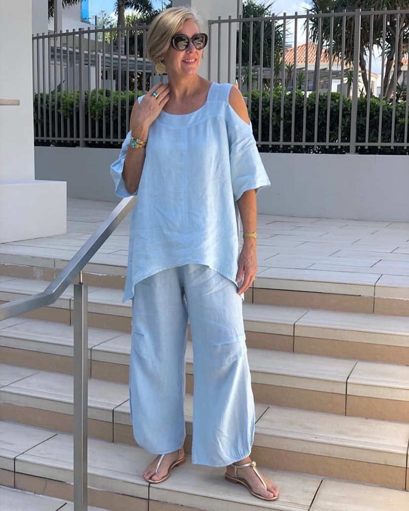 Fashion Round Neck Cotton Linen Short Sleeve Pants Set-Comfort & Reliable