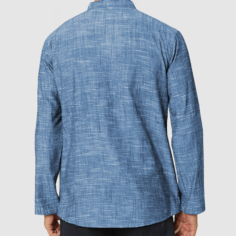 Men's Casual Linen Long Sleeve Henley Shirt-Comfort & Reliable