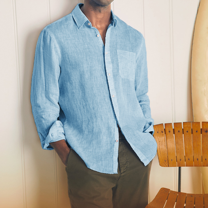 Gentleman's Casual Basic Cotton Linen Shirt-Comfort & Reliable